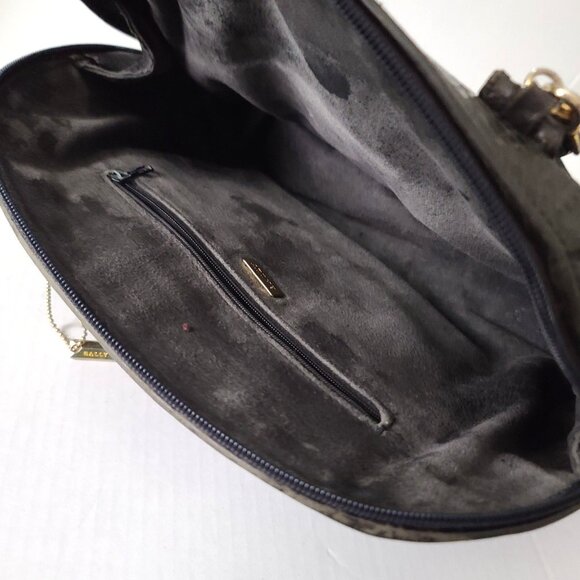 Vtg Bally Doctor Bag Purse Black Croc Embossed Leather Goldtone Trim Crossbody - Picture 2 of 16